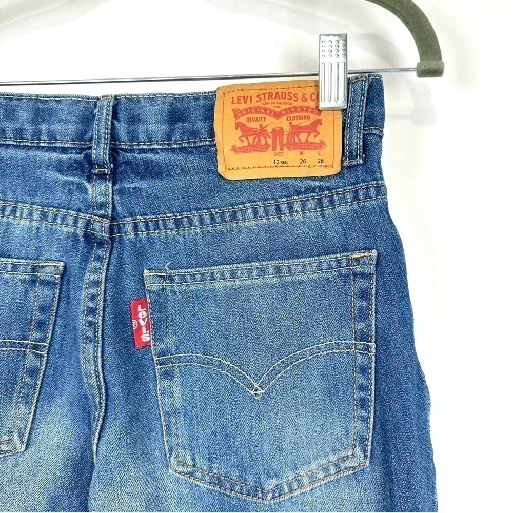 Levi’s Youth Boys Sz 12 Regular 502 REGULAR TAPER Blue Denim Jeans Roll Up Hem